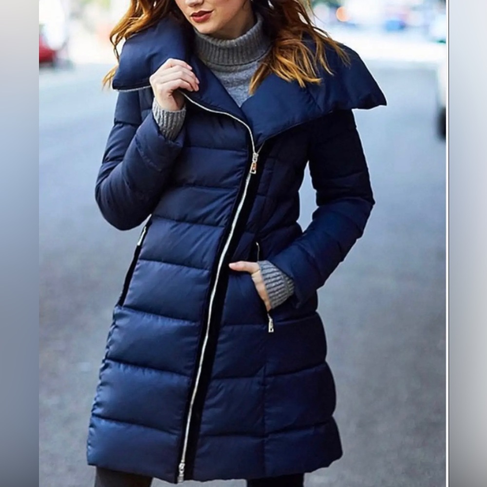Tahari Women's Puffer Coat 💙 Navy Blue Large ~ NWT